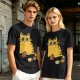 Olive T-Shirt With Cute Surprised Orange Tabby Cat Holding Meat Print