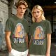Olive t-shirt with capybara drinking coffee graphic
