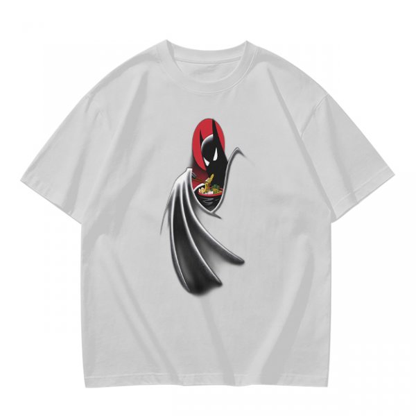 Olive Green T-Shirt With Batman Eating Ramen Graphic