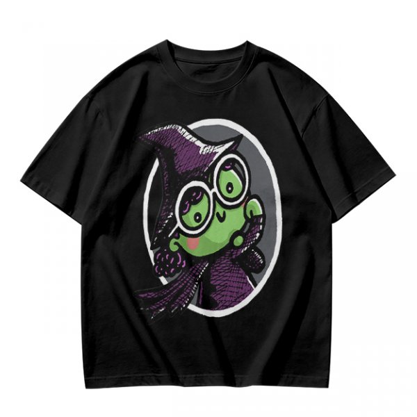 Olive T-Shirt With Cute Green Witch Wearing Glasses Graphic