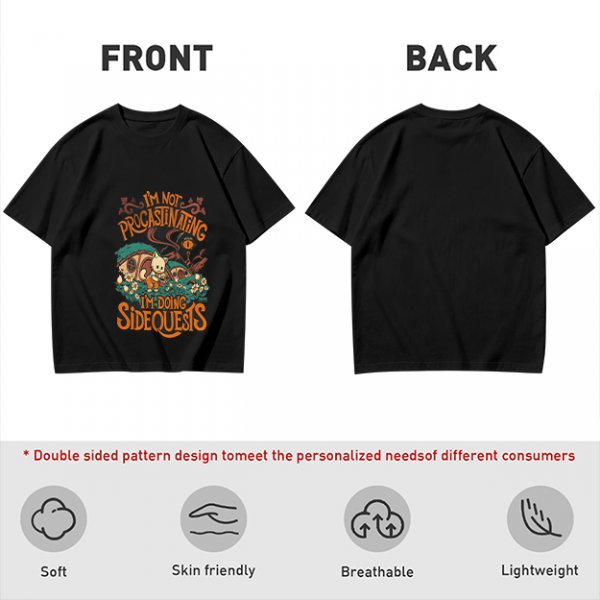 I'm Not Procrastinating I'm Doing Side Quests Cat Graphic T-Shirt