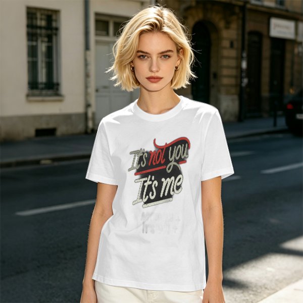 Olive green graphic t-shirt with 'It's not you It's me' print