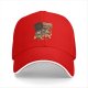Black baseball cap with fantasy cat adventure graphic print