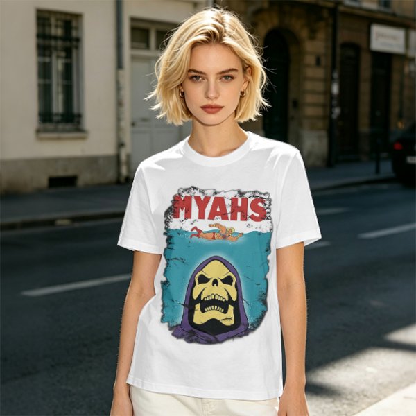 Olive Graphic T-Shirt with Skeletor Jaws Parody Art