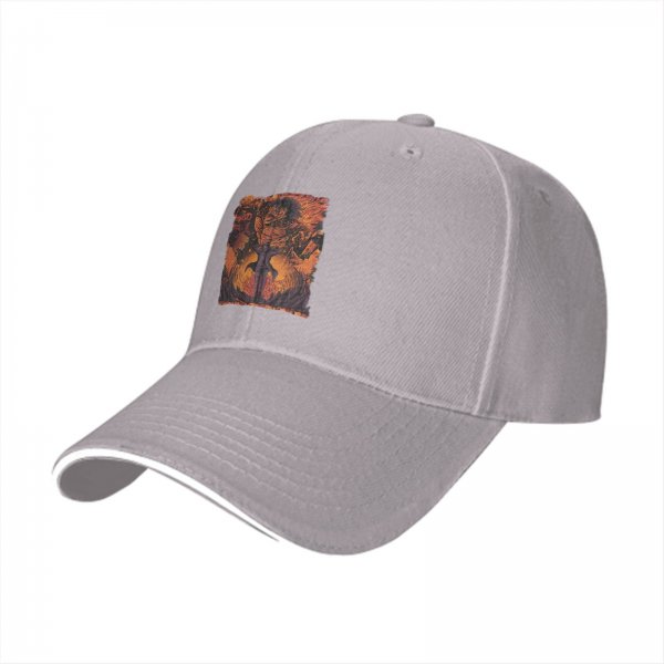 Black Baseball Cap with Fiery Warrior Graphic Print