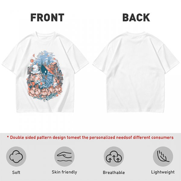 Olive T-Shirt with Whimsical Fantasy Character and Floral Art Print