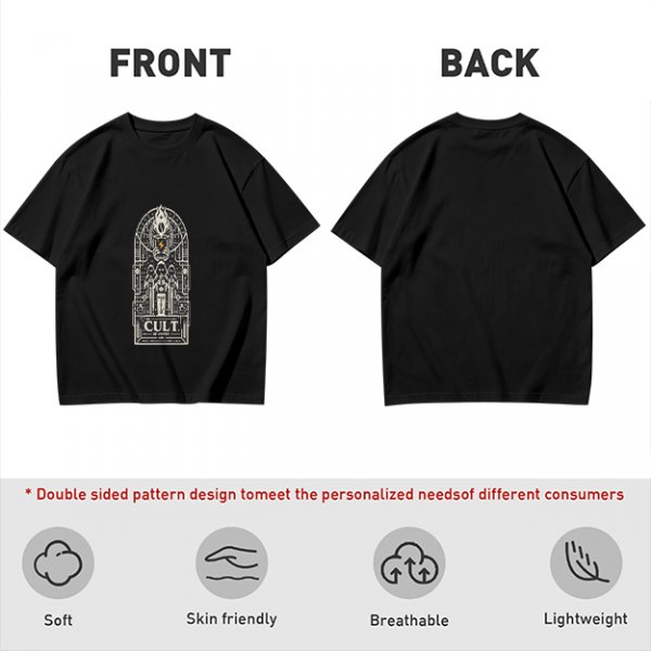 Olive Graphic T-Shirt With Cult Occult Art Print
