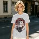 Olive t-shirt with retro cartoon raccoon and dog trash can print