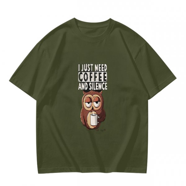 Owl Coffee Silence T-Shirt for Relaxed Daily Wear