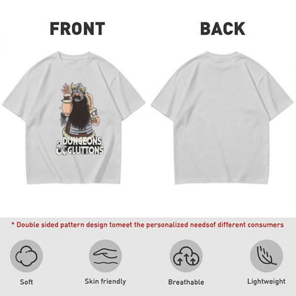 Olive T-Shirt with Dungeons & Gluttons Dwarf Viking Graphic