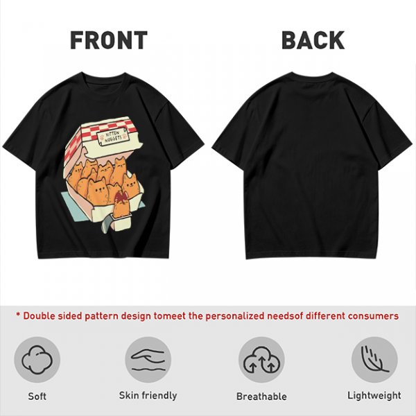 Olive T-Shirt With Kitten Nuggets Fried Chicken Box Graphic