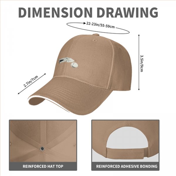 Black Baseball Cap With Funny Disconnected Stick Figure Print