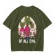 Olive Graphic T-Shirt With Evil Vegetable Characters Design