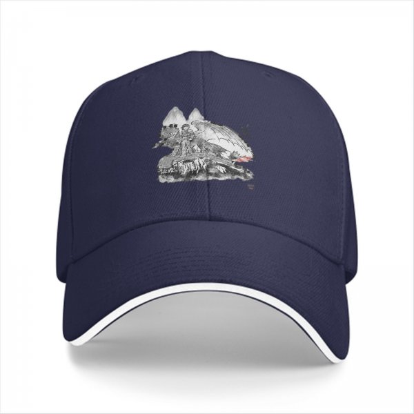 Black Baseball Cap With Fantasy Dragon Art Print