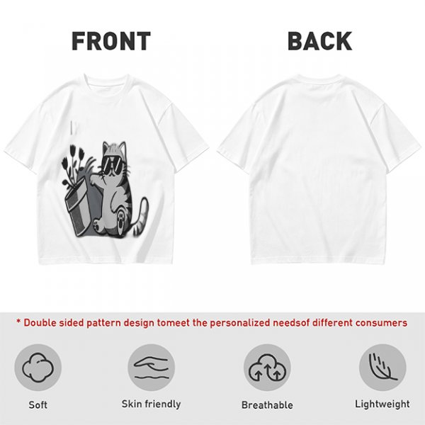 Olive T-Shirt With Cool Cat Wearing Sunglasses Knocking Over Potted Plant