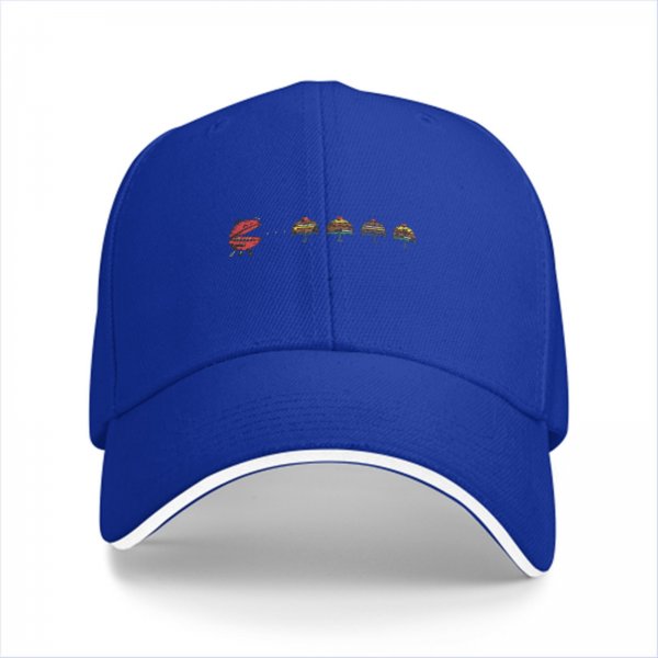 Black Baseball Cap With Grill And Burger Graphic Design