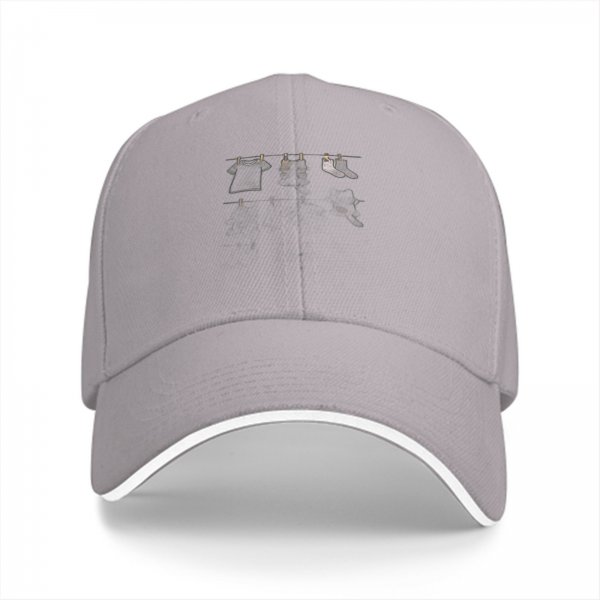 Black Baseball Cap With Clothesline Laundry Graphic Design
