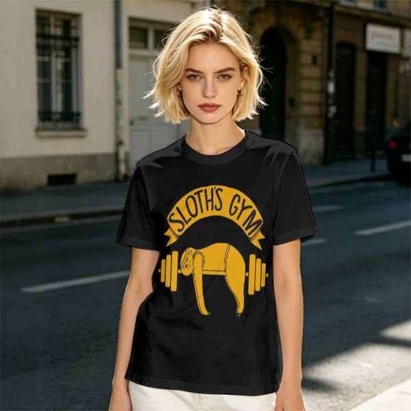 Sloth's Gym T-Shirt with Funny Lifting Sloth Graphic