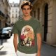 Olive anime graphic t-shirt with straw hat and sunflowers