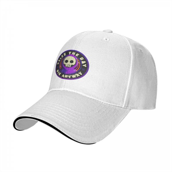 Black Baseball Cap With 'Seize The Day Die Anyway' Grim Reaper Skull Graphic