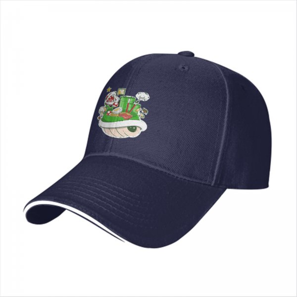 Black Baseball Cap With Super Mario Themed Ramen Artwork
