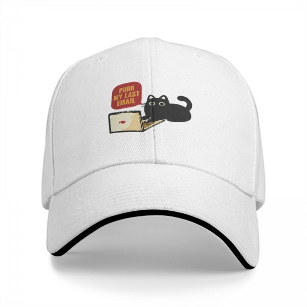 Black Baseball Cap With Funny Cat Purr My Last Email Laptop Print