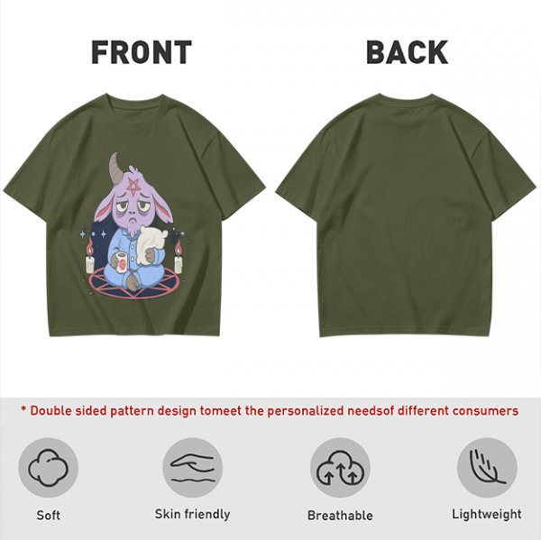 Oversized T-Shirt With Sleepy Baphomet Goat In Pajamas Print