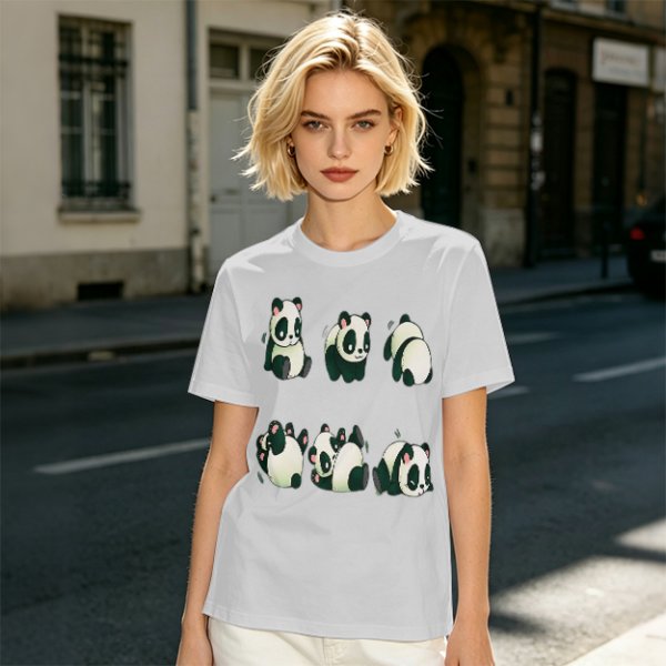 Olive T-Shirt With Cute Rolling Panda Graphic Prints