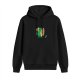 Black Hoodie with Cartoon Crocodile Holding Surfboard Graphic
