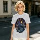 Olive T-Shirt with Cheshire Cat Clock Art Print