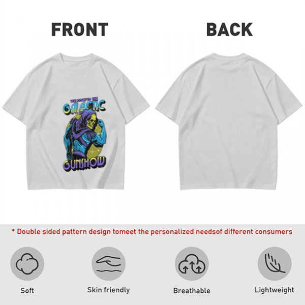 Olive T-shirt with Galactic Gunshow Skeleton Graphic Print