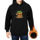 Black hoodie with cute potted plant character graphic