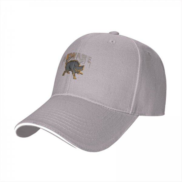 Black Baseball Cap With Aggressive Wild Boar Graphic Print