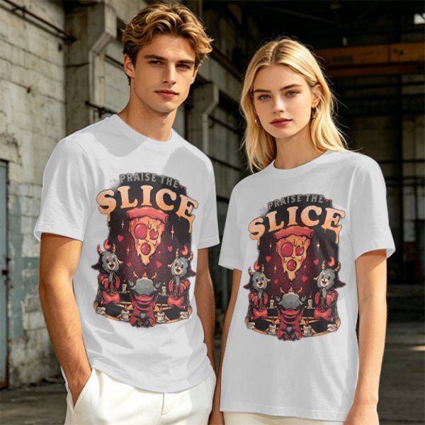Olive Graphic T-Shirt Praise The Slice Pizza Demon Ritual Design
