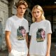 Olive green graphic t-shirt with 'Let's be Wicked Together' witch design