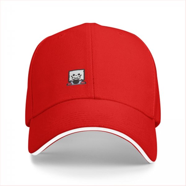 Black Baseball Cap With Cute Drumming Character Embroidery