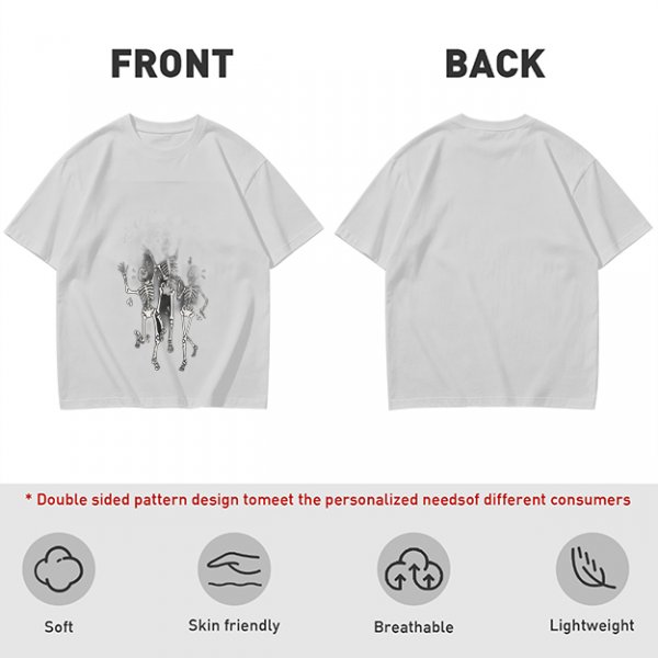 Olive T-shirt with Dancing Skeleton Graphic Print