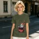 Olive T-shirt with Cute Sushi Dipping in Soy Sauce Graphic