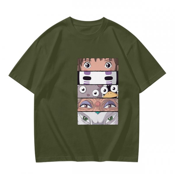 Spirited Away Character Eyes Graphic Olive T-Shirt