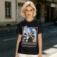 Olive green t-shirt with raccoon chef graphic and text