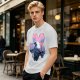 Olive T-Shirt with Sakura Flower and Whimsical Forest Creature Print
