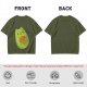 Olive Green T-Shirt With Cute Avocado Cat Holding Yarn Ball Print