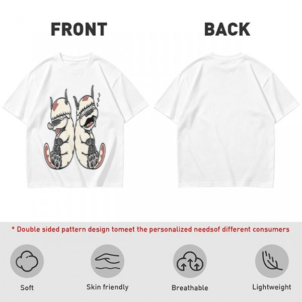 Olive T-Shirt With Two Sleepy Sky Bison Character Prints