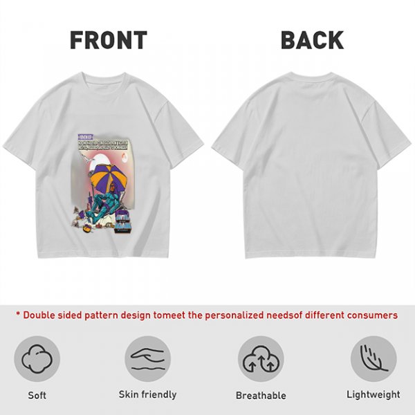Olive T-shirt with Superhero Lounging Under Beach Umbrella Print