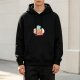 Black Hoodie With Cute Breakfast Food Character Graphic