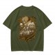 Olive T-Shirt with Fantasy Character Group Graphic Print