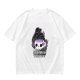Olive graphic t-shirt with skull tea cup and 'Freaks like me drink tea' text
