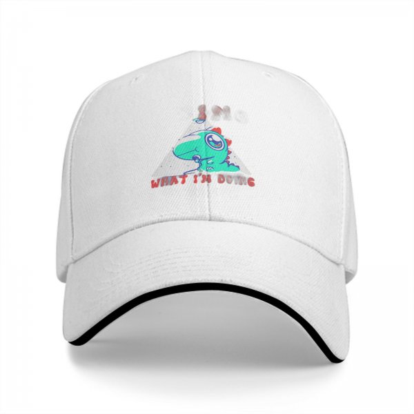 Black Baseball Cap With Cute Dinosaur Graphic And 'What I'm Doing' Text