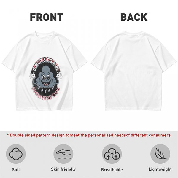 Olive Graphic T-Shirt with Shitstorm Survivors Club Cartoon Print