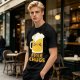 Olive Green T-Shirt With Cute Kawaii Beer Mug Free Chugs Print
